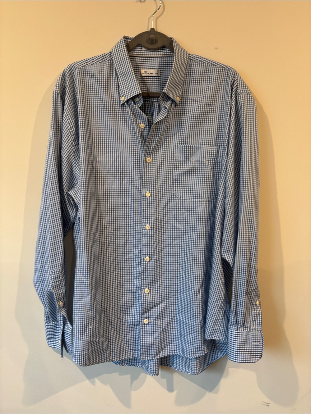 Peter Millar Blue Gingham Button-Down Shirt
